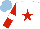 Silk - White, red star, sleeves with white armbands, light blue cap