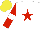 Silk - White, red star, sleeves with white armbands, yellow cap