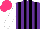 Silk - Purple, black stripes, white sleeves, hot pink cap