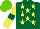Silk - Dark green, yellow stars, sleeves with dark green armbands, light green cap