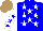 Silk - Blue, white stars, white sleeves with blue stars, light brown cap