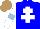 Silk - Blue, white cross of lorraine , white sleeves with lightblue armbands, light brown cap
