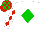 Silk - White, green diamond, red diamonds on sleeves, red and green checked cap