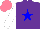Silk - Purple, blue star, white sleeves, salmon cap