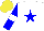 Silk - White, blue star, blue sleeves with white armbands, yellow cap