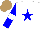 Silk - White, blue star, blue sleeves with white armbands, light brown cap