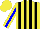 Silk - Yellow, black stripes, yellow sleeves with blue stripe, yellow cap