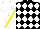 Silk - Black, white diamonds, white sleeves with yellow stripe, white cap