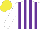 Silk - White, purple stripes, yellow cap