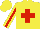 Silk - Yellow, red cross, stripe sleeves, yellow cap