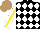 Silk - Black, white diamonds, white sleeves with yellow stripe, light brown cap
