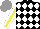 Silk - Black, white diamonds, white sleeves with yellow stripe, grey cap