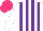 Silk - White, purple stripes, hot pink cap