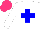 Silk - White, blue cross, hot pink cap