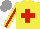 Silk - Yellow, red cross, stripe sleeves, grey cap