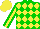 Silk - Green, yellow diamonds, stripe sleeves, yellow cap