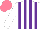 Silk - White, purple stripes, salmon cap