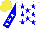 Silk - White, blue stars, blue sleeves with white stars, yellow cap