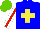 Silk - Blue, yellow cross, white sleeves with red stripe, light green cap