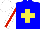 Silk - Blue, yellow cross, white sleeves with red stripe, white cap