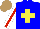 Silk - Blue, yellow cross, white sleeves with red stripe, light brown cap