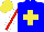 Silk - Blue, yellow cross, white sleeves with red stripe, yellow cap