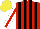 Silk - Red, black stripes, white sleeves with red stripe, yellow cap
