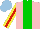 Silk - Pink, green stripe, yellow sleeves with red stripe, light blue cap