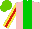 Silk - Pink, green stripe, yellow sleeves with red stripe, light green cap