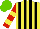 Silk - Yellow, black stripes, red sleeves with yellow hoops, light green cap