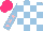 Silk - Light blue, white check, light blue sleeves with pink stars, hot pink cap