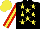 Silk - Black, yellow stars, red sleeves with yellow stripe, yellow cap