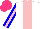 Silk - White, pink stripe, blue sleeves with pink stripe, hot pink cap