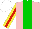 Silk - Pink, green stripe, yellow sleeves with red stripe, white cap