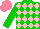 Silk - Green, pink diamonds, salmon cap