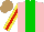 Silk - Pink, green stripe, yellow sleeves with red stripe, light brown cap