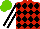 Silk - Red, black diamonds, black sleeves with white stripe, light green cap