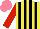 Silk - Yellow, black stripes, red sleeves, salmon cap