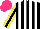 Silk - Black, white stripes, yellow sleeves and black stripe, hot pink cap