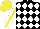 Silk - Black, white diamonds, white sleeves with yellow stripe, yellow cap