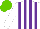 Silk - White, purple stripes, light green cap