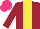 Silk - Maroon, yellow stripe, hot pink cap