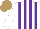 Silk - White, purple stripes, light brown cap