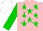 Silk - Pink, green stars, sleeves, white cap