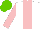 Silk - White, pink stripe, sleeves, light green cap