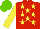 Silk - Red, yellow stars, sleeves, light green cap