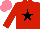 Silk - Red, black star, salmon cap
