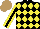 Silk - Black, yellow diamonds, yellow sleeves with black stripe, light brown cap