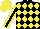 Silk - Black, yellow diamonds, yellow sleeves with black stripe, yellow cap