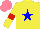 Silk - Yellow, blue star, red armbands, salmon cap